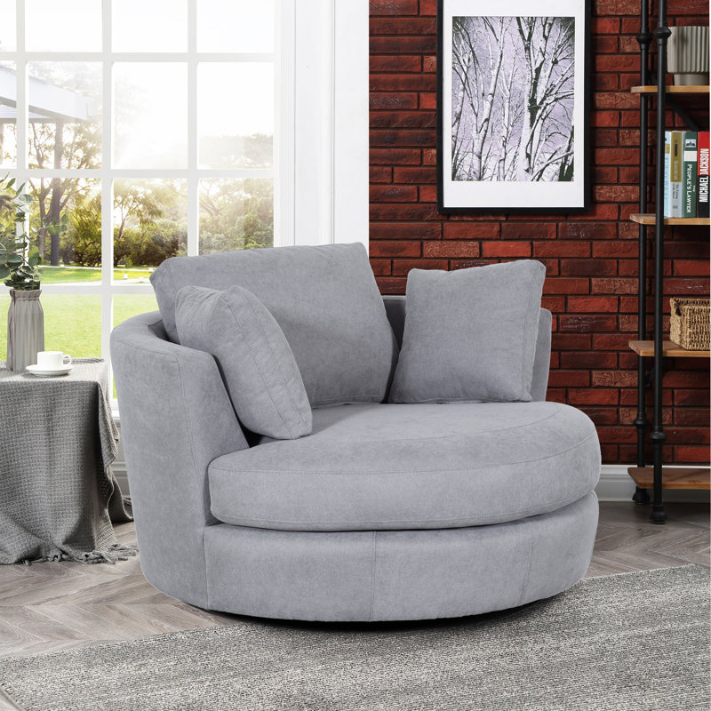 Latitude Run® Akili 53.6" Wide Polyester Swivel Barrel Chair & Reviews